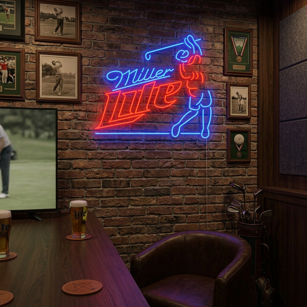 "Golfer And Beer Logo" Neon Sign