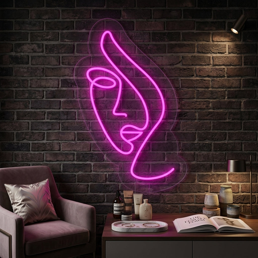 "Abstract Lady Face" Neon Sign