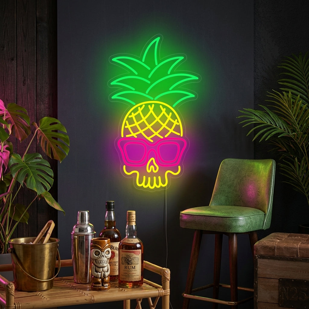 "Pineapple Skull" Neon Sign