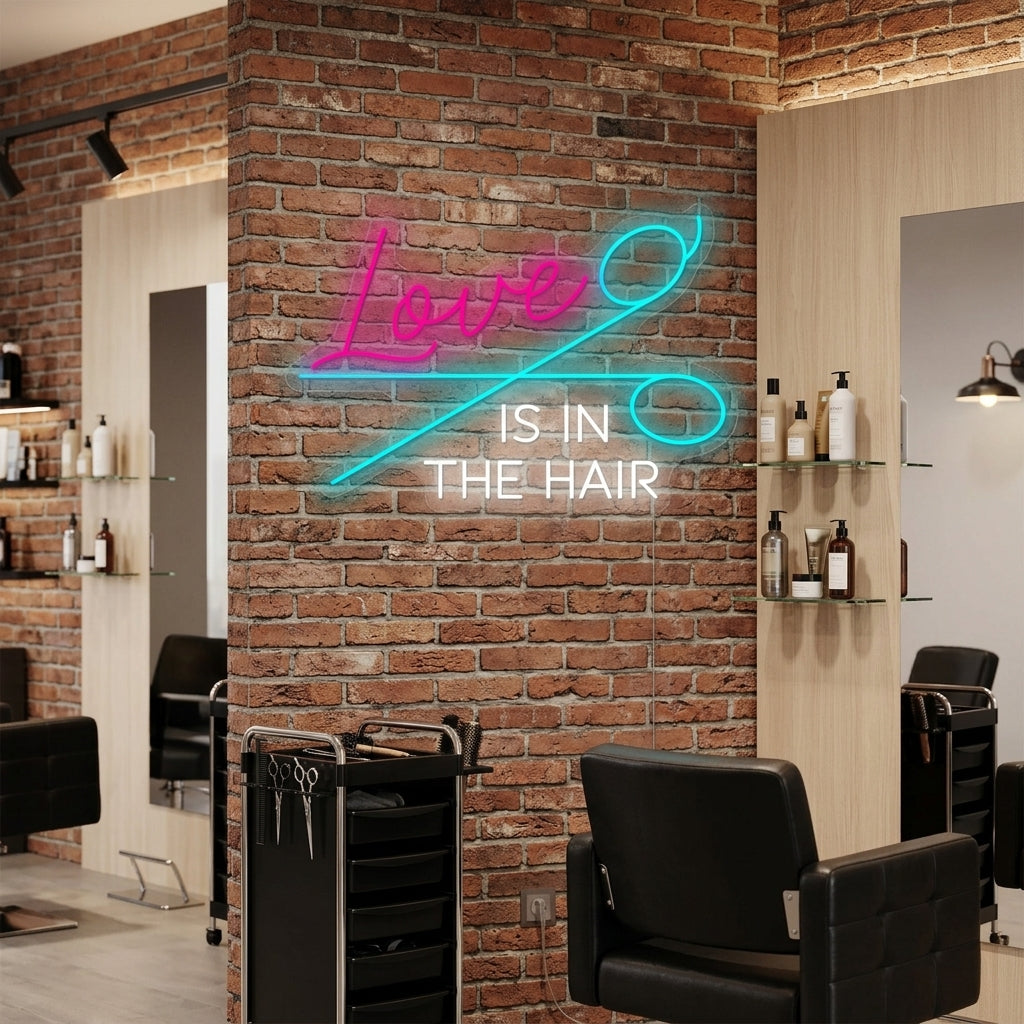 "Love Is In The Hair" Neon Sign