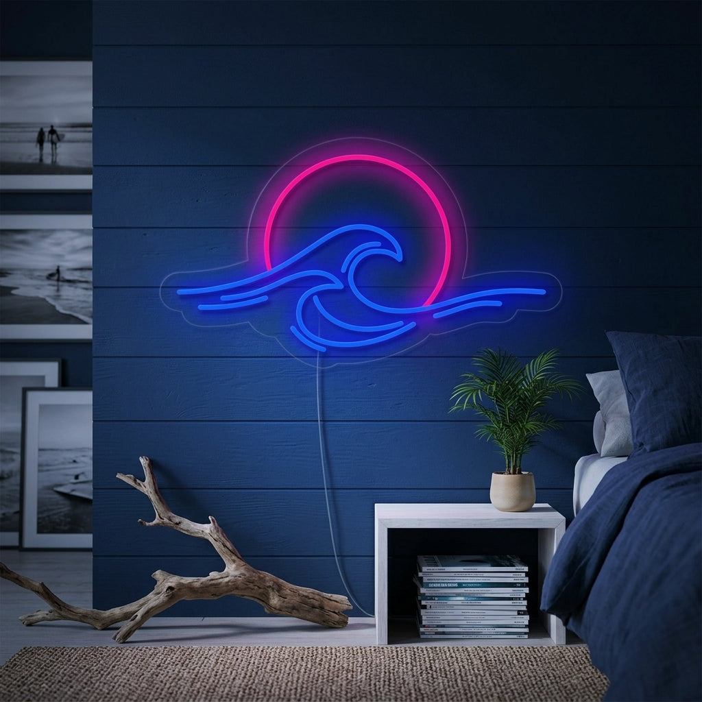 "Sea Sunset Sunrise Wave" Neon Sign