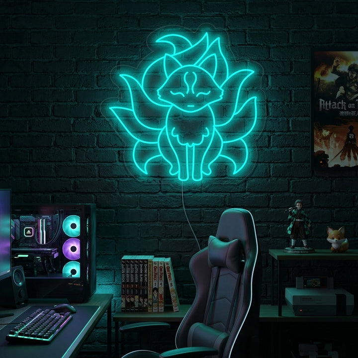 "Nine tailed Tails Fox Anime" Neon Sign