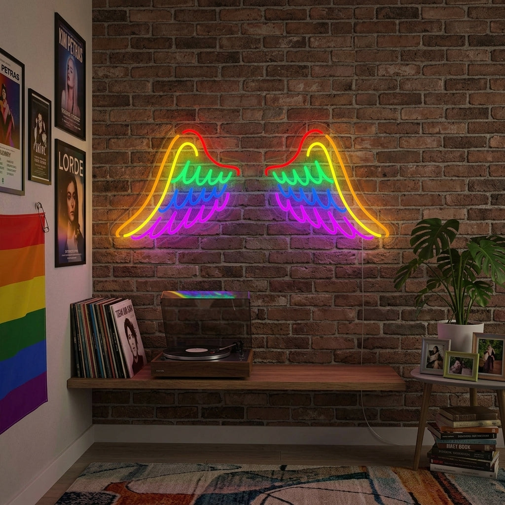 "LGBT Rainbow Wings" Neon Sign