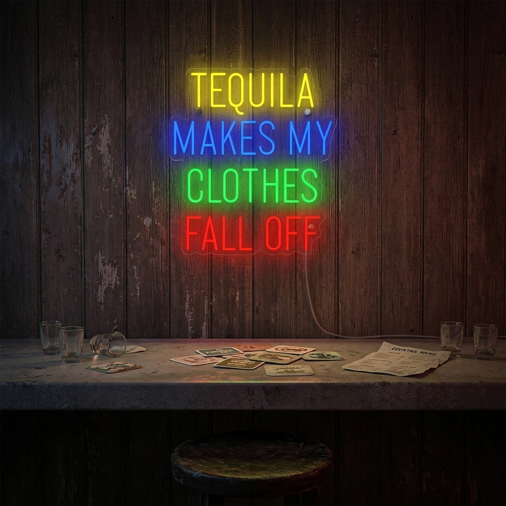 "Tequila Makes My Clothes Fall Off" Neon Sign