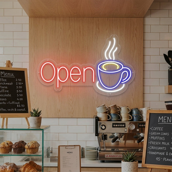 "Open Coffee Cup" Neon Sign