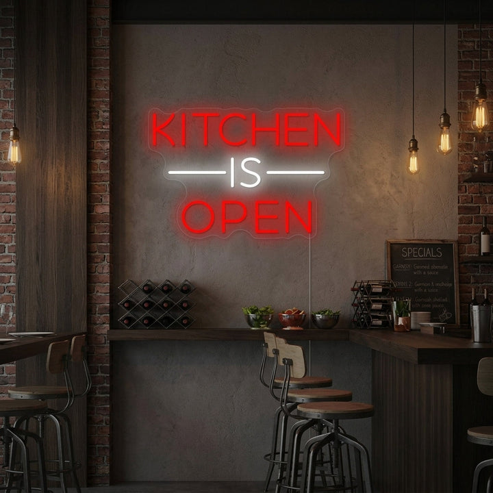 "Kitchen Is Open" Neon Sign