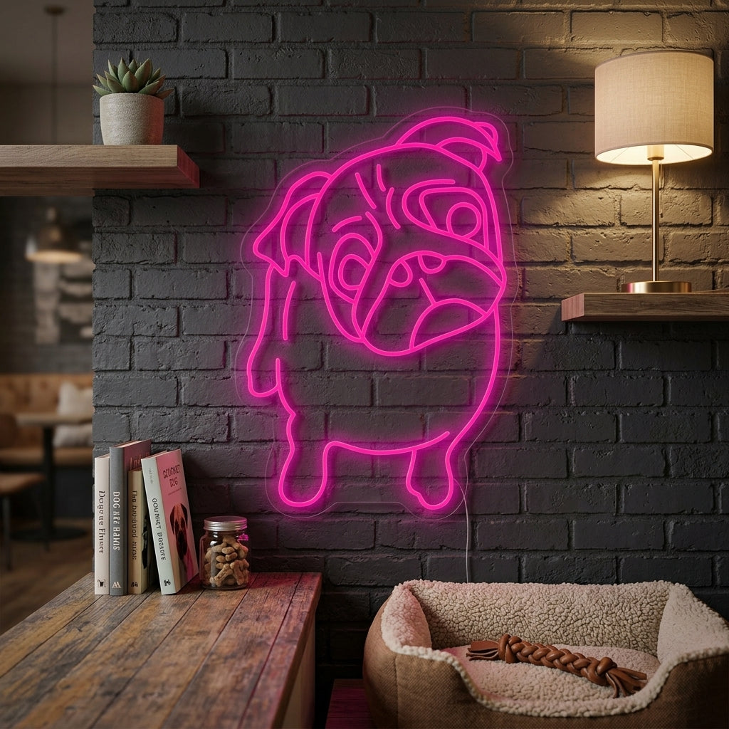 "Cutie Pug Dog" Neon Sign