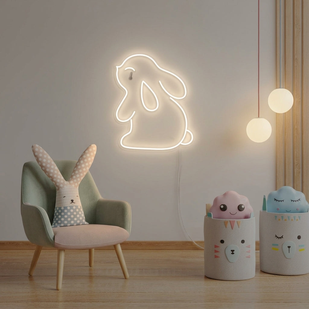 "Rabbit Bunny, Kids Room Decor" Neon Sign