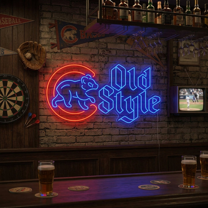 "Cubs Walking Bear Beer" Neon Sign
