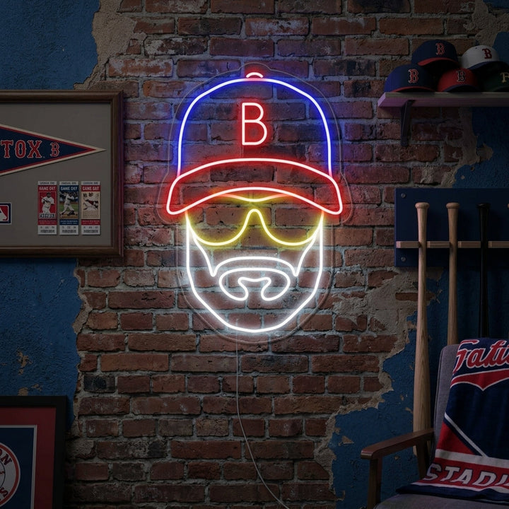 "Baseball Man with Hat" Neon Sign