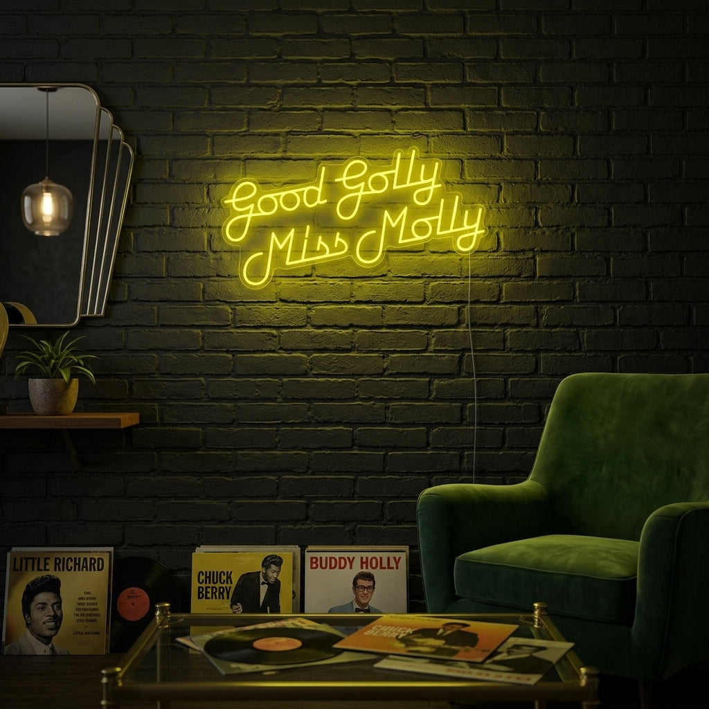 "Good Golly Miss Molly Rock Music" Neon Sign