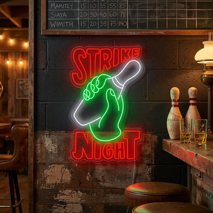 "Strike Night Bowling " Neon Sign