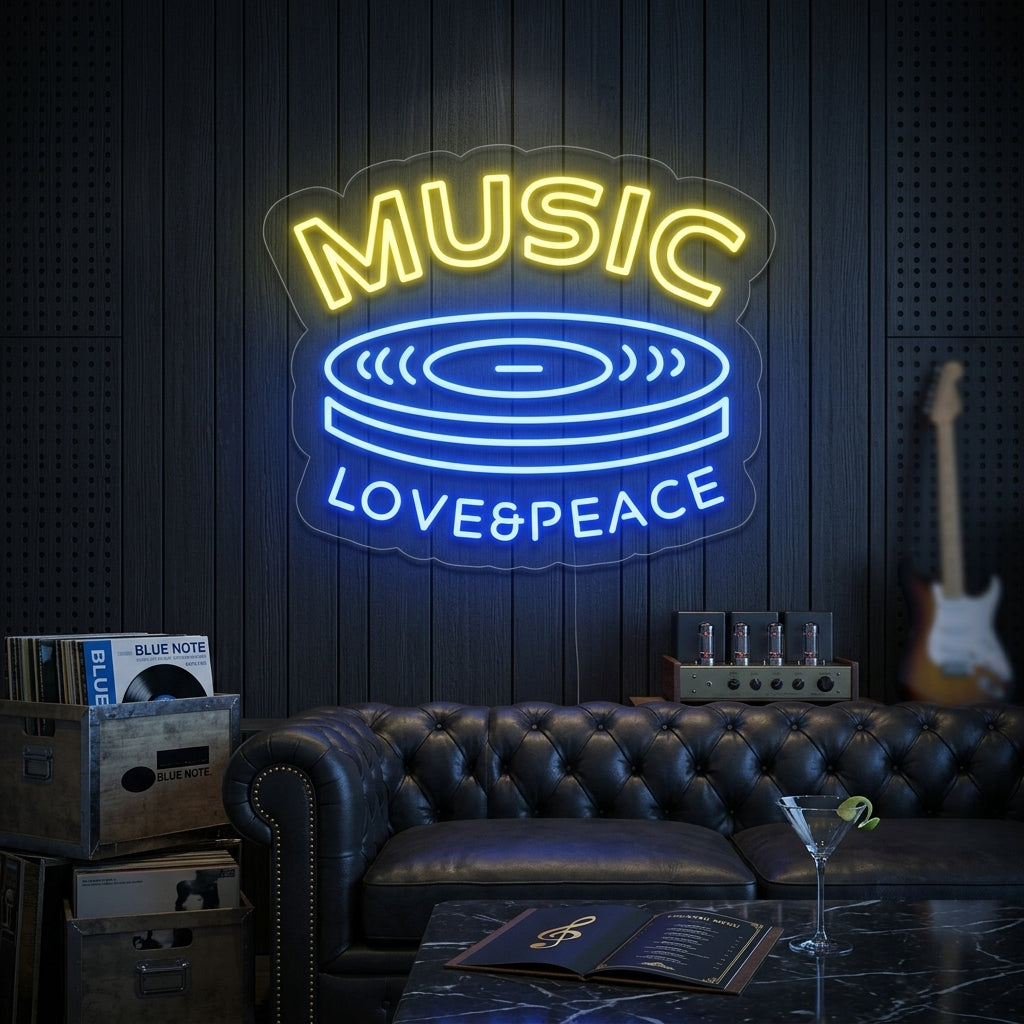 "MUSIC LOVE PEACE" Neon Sign