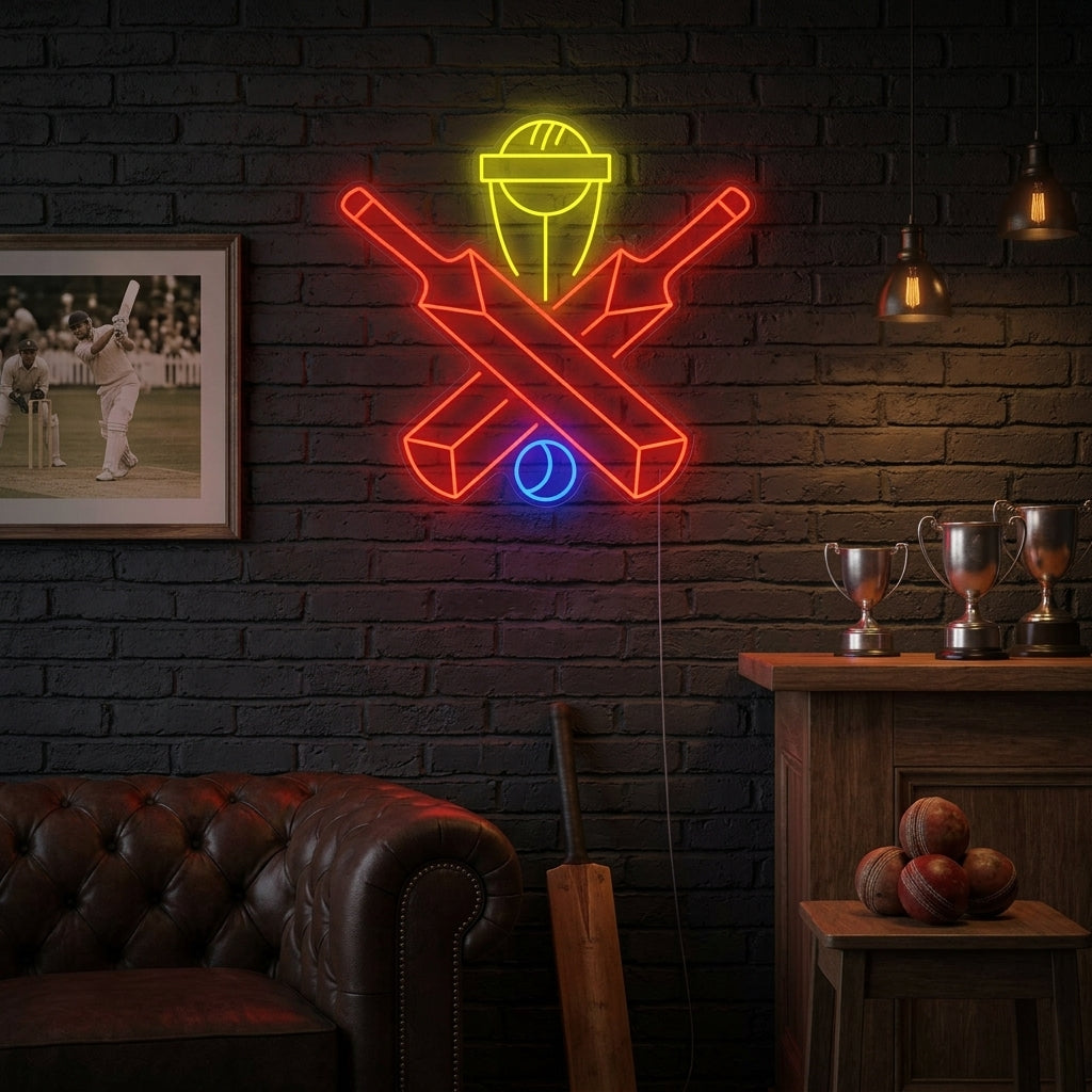 "Cricket Bat Ball Winning" Neon Sign