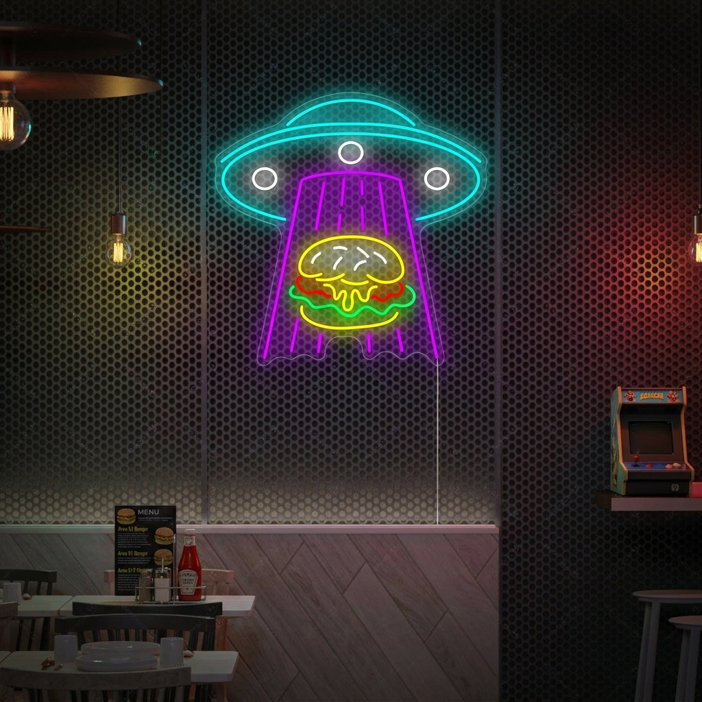 "Ufo Kidnapping Burger" Neon Sign