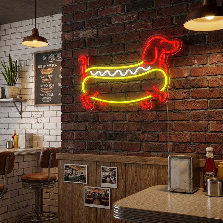 "Dachshund Hotdog" Neon Sign