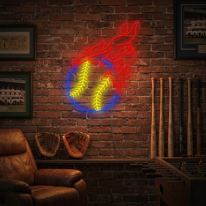 "Fire Baseball" Neon Sign