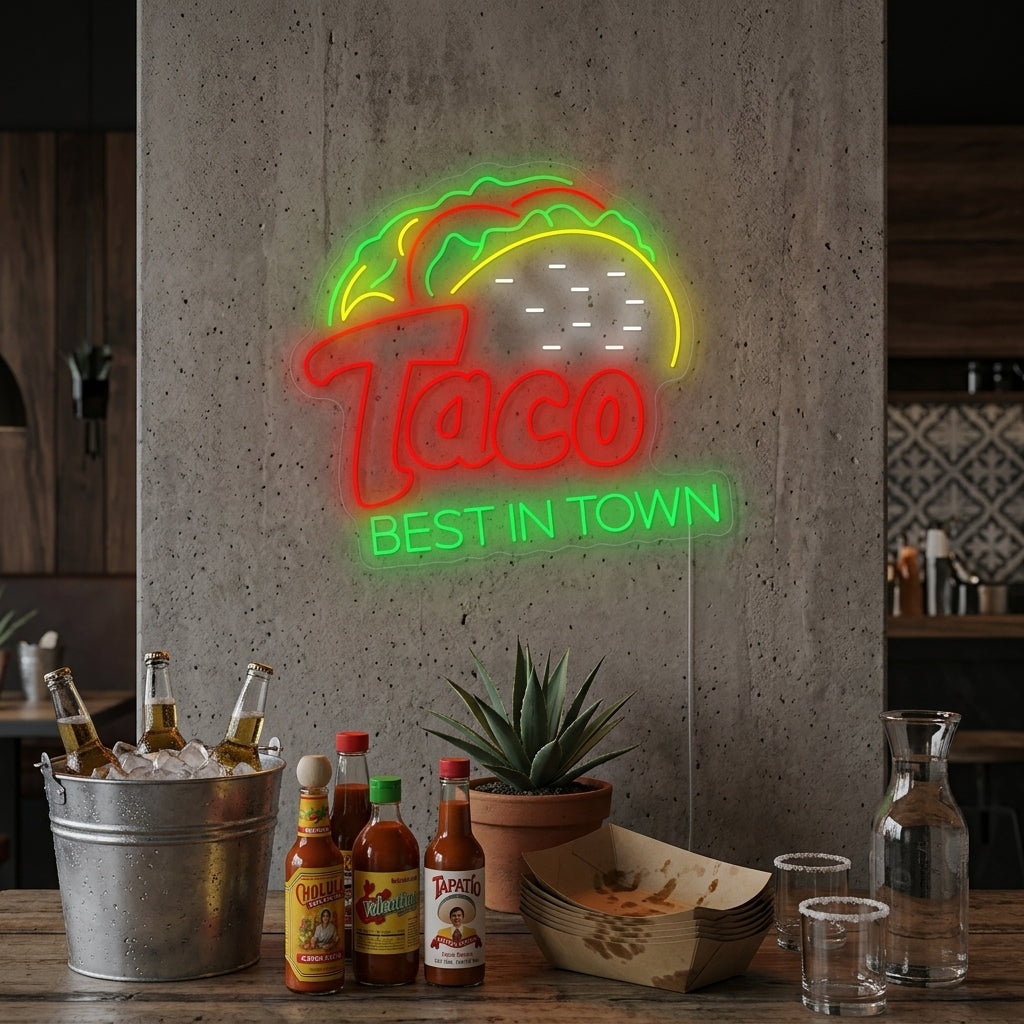 "Taco Best In Town" Neon Sign