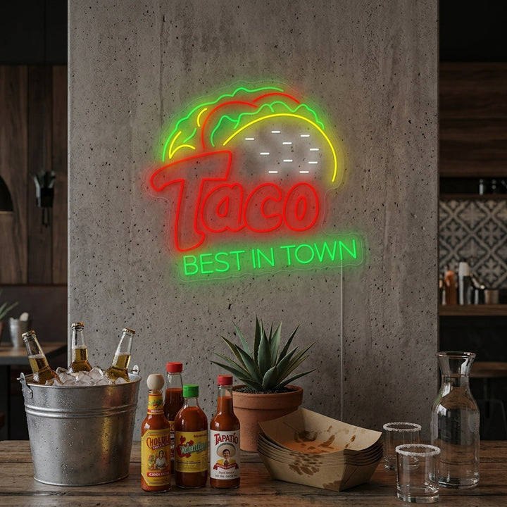 "Taco Best In Town" Neon Sign
