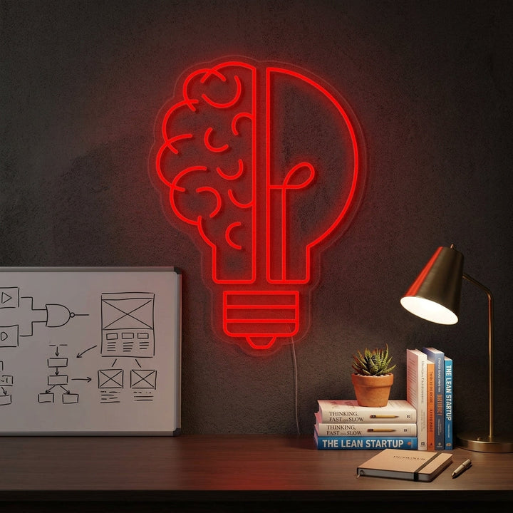 "Good Idea Brain Bulb" Neon Sign