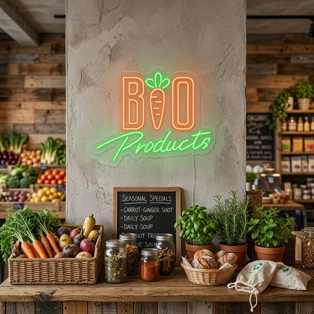 "Bio Products" Neon Sign