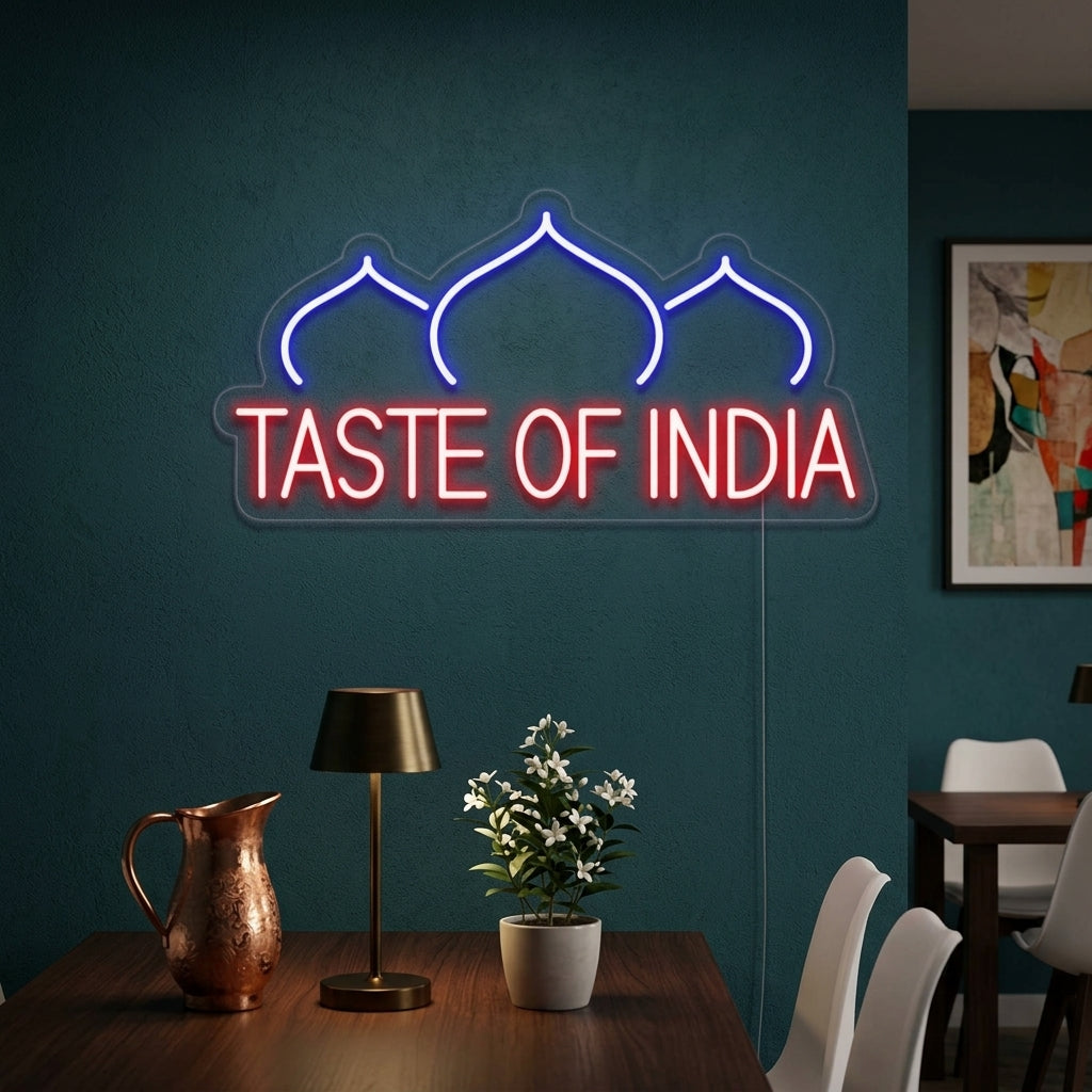 "TASTE OF INDIA RESTAURANT" Neon Sign