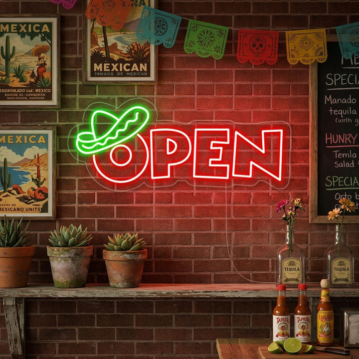 "MEXICAN FOOD OPEN" Neon Sign