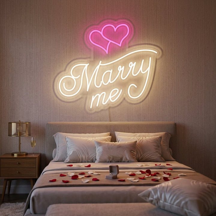 "Marry Me Hearts" Neon Sign