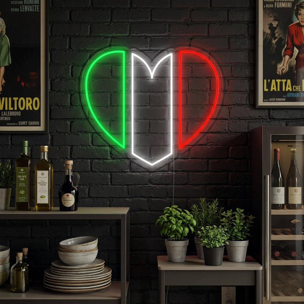 "Flag of Italy in Heart Shape" Neon Sign