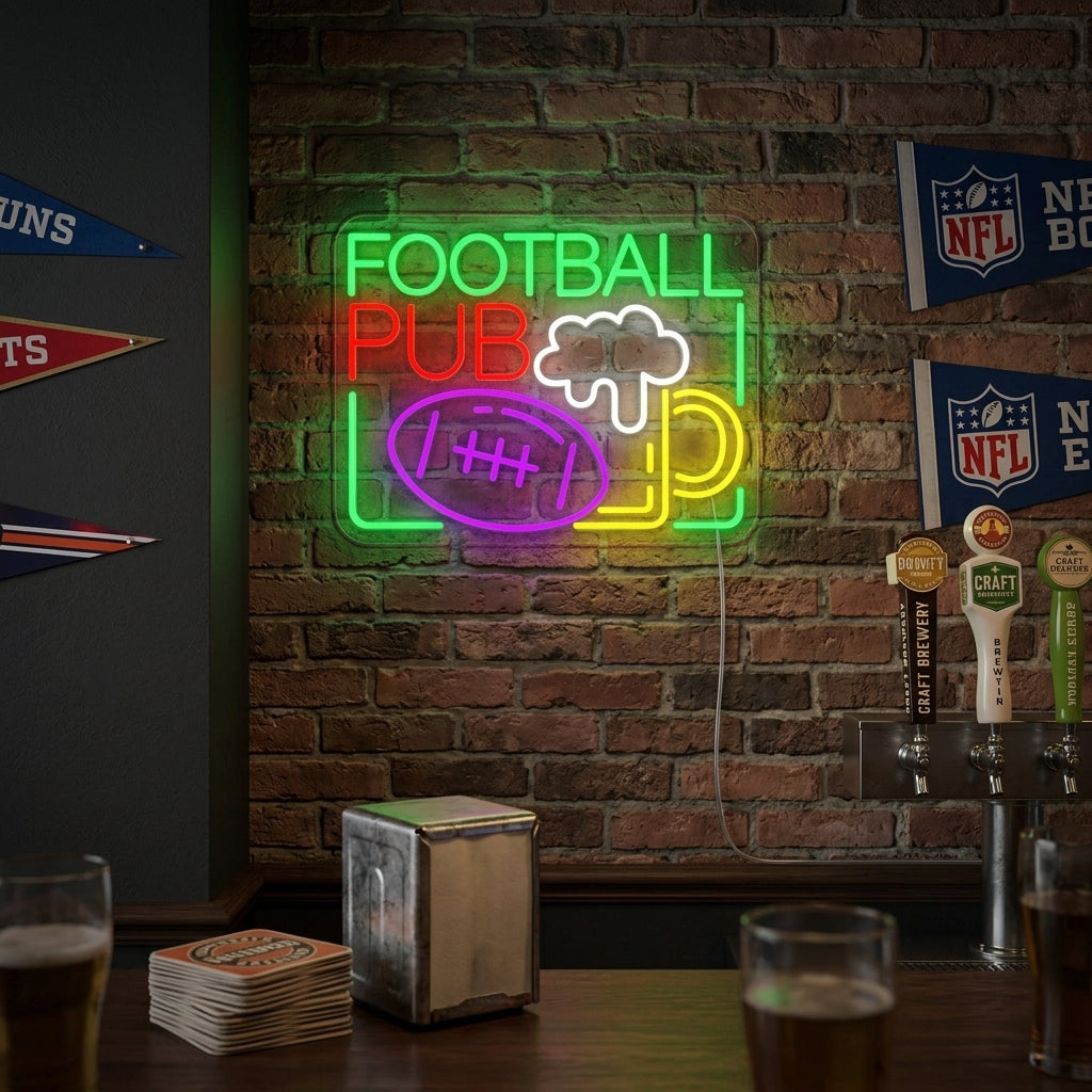 "Football Beer Pub" Neon Sign