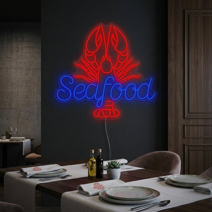 "Lobster And Seafood Lettering" Neon Sign