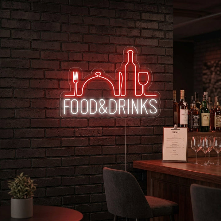 "Food and Drinks Bar Restaurant" Neon Sign