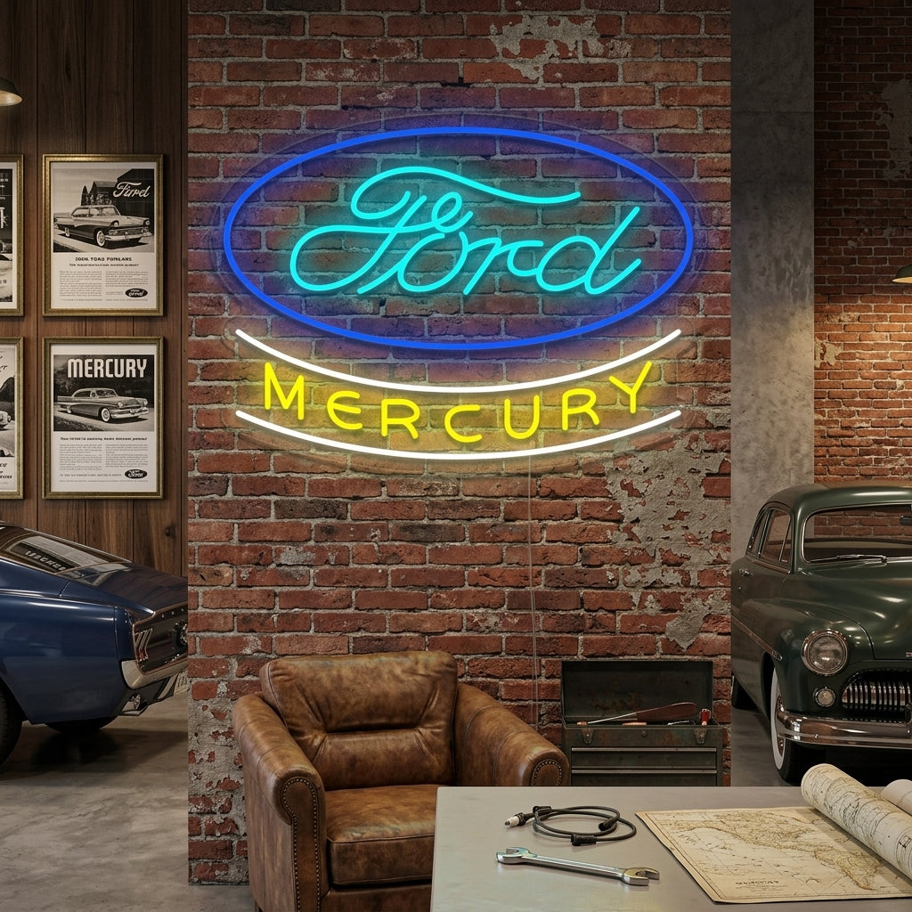 "Mercury Car Logo" Neon Sign