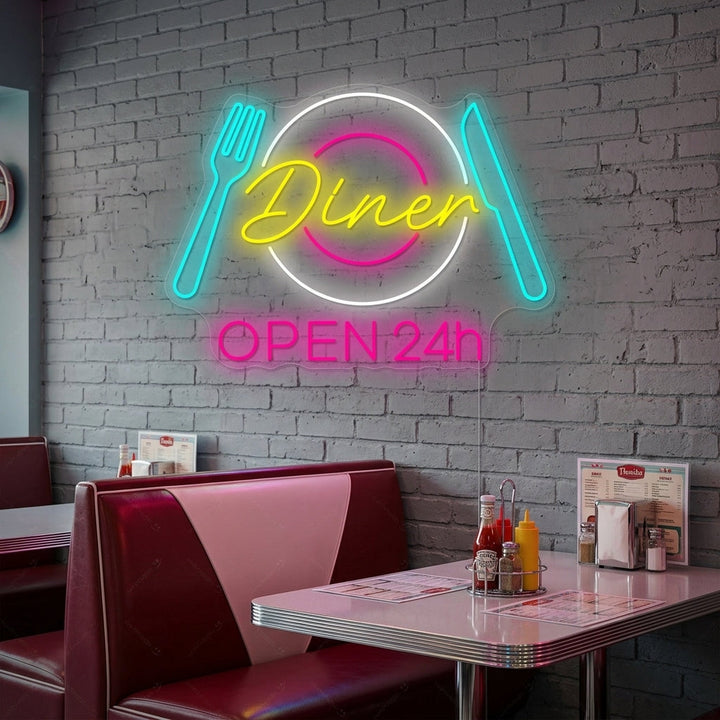 "Dinner Open 24h" Neon Sign