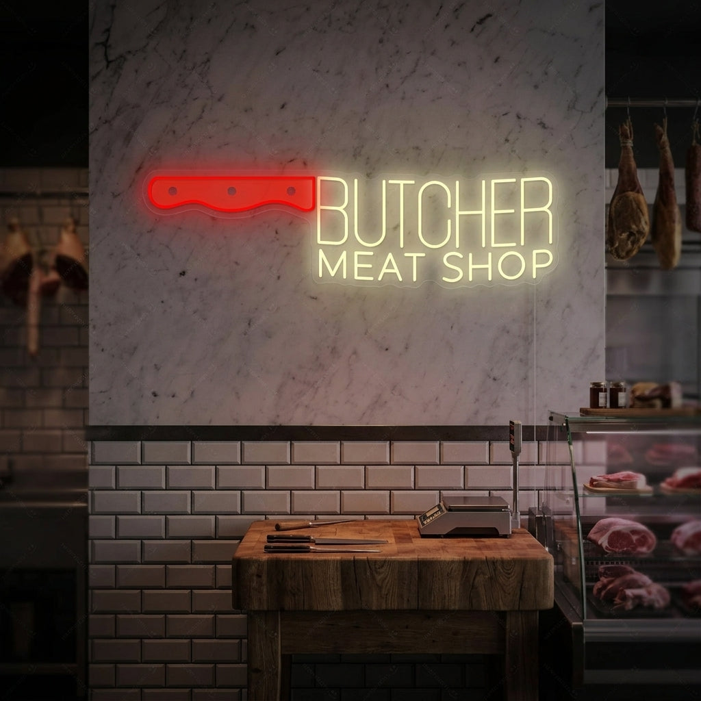 "Butcher Meat Shop" Neon Sign