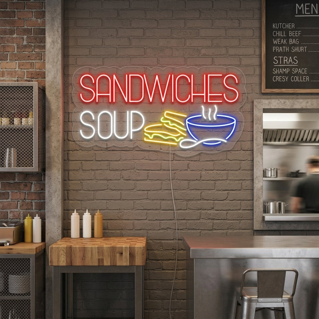 "SANDWICHES SOUP" Neon Sign