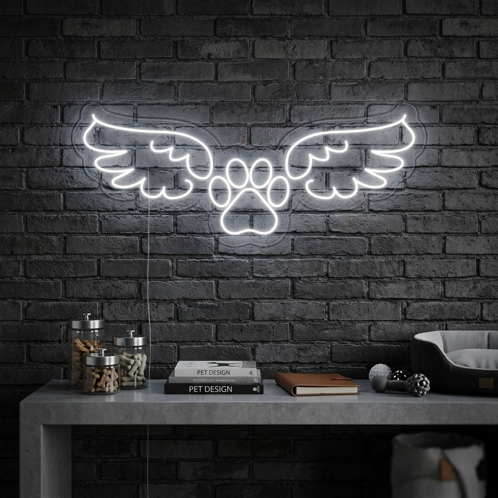 "Dog Angel Wings" Neon Sign