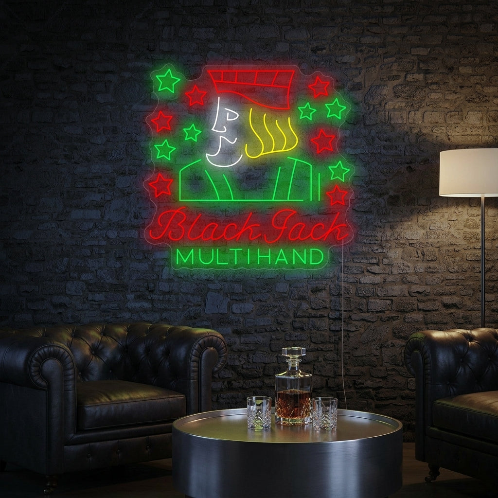 "Black Jack Multihand" Neon Sign