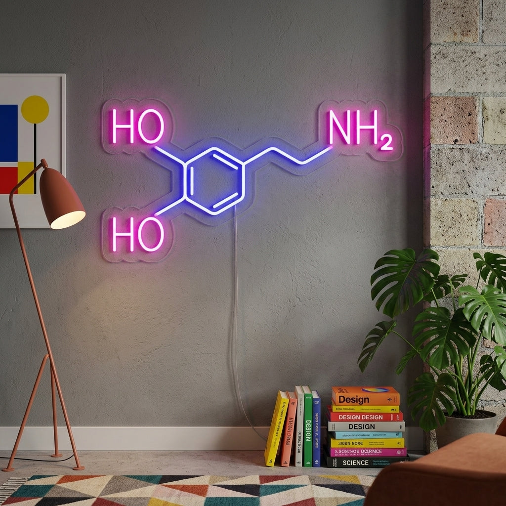"Molecule of Dopamine" Neon Sign