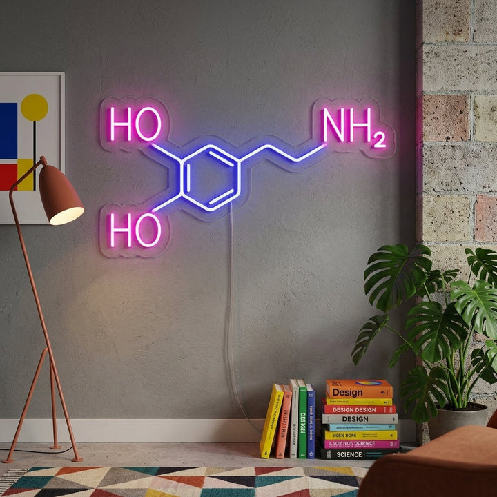 "Molecule of Dopamine" Neon Sign
