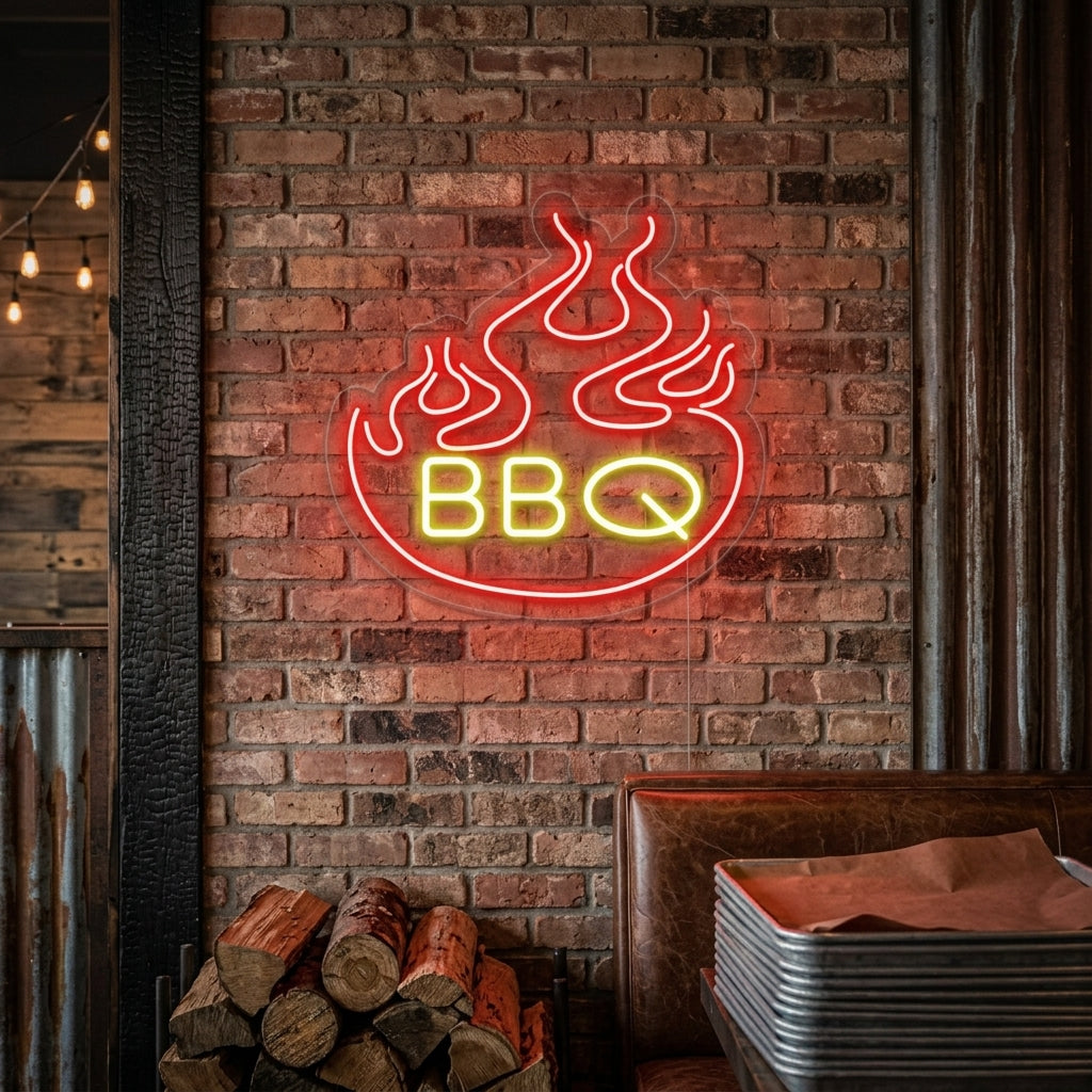 "Flames BBQ" Neon Sign