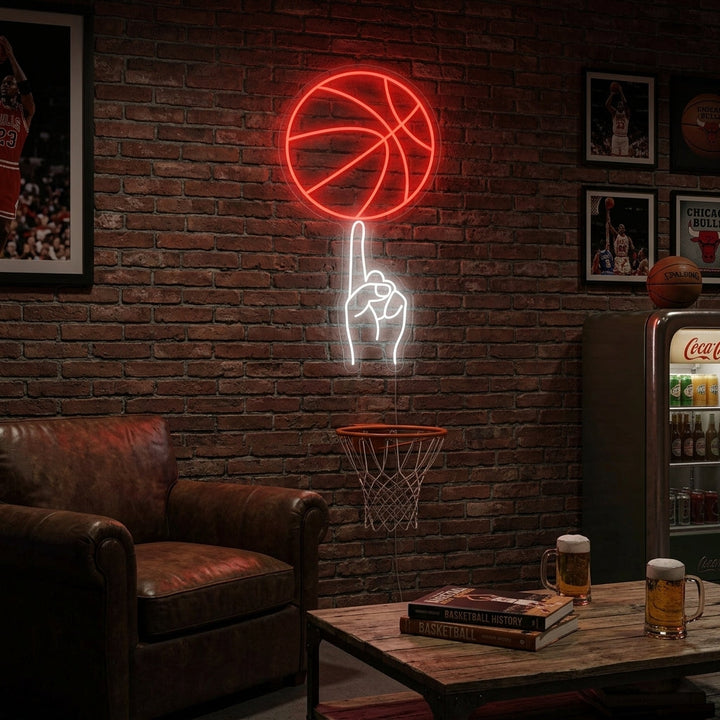 "Hand Swing Basketball" Neon Sign