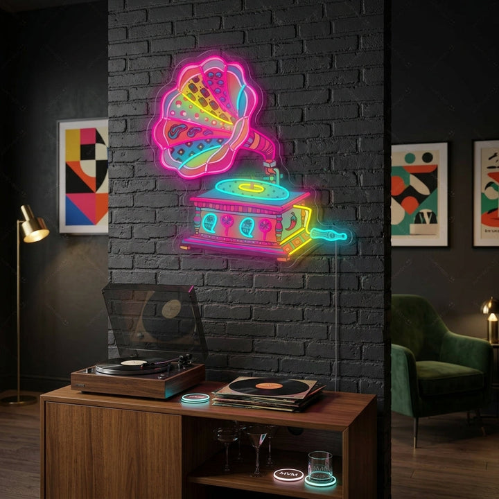 "Retro Gramophone" Neon Sign