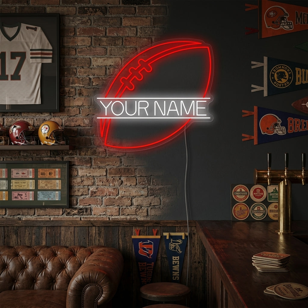 "Custom Football" Neon Sign