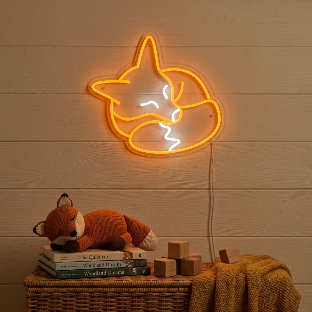 "Sleeping Fox, Kids Room Decor" Neon Sign