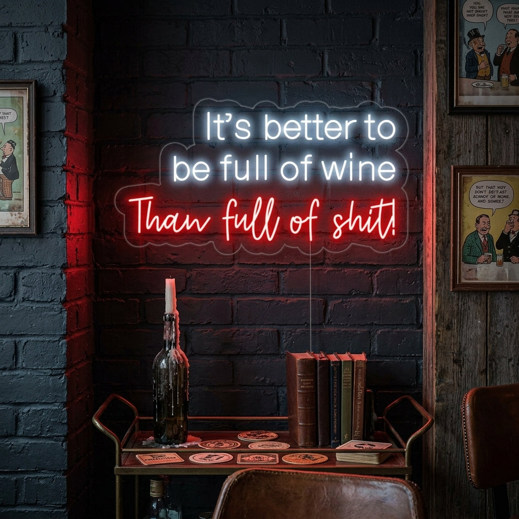"its Better Full of Wine Than Full of Shit Bar" Neon Sign