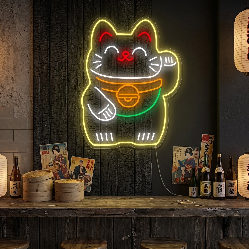 "Fortune Cat" Neon Sign