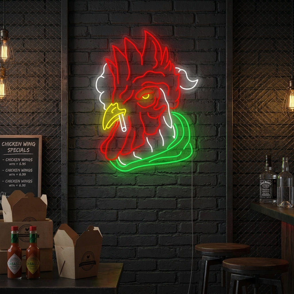 "Chicken Smoking" Neon Sign