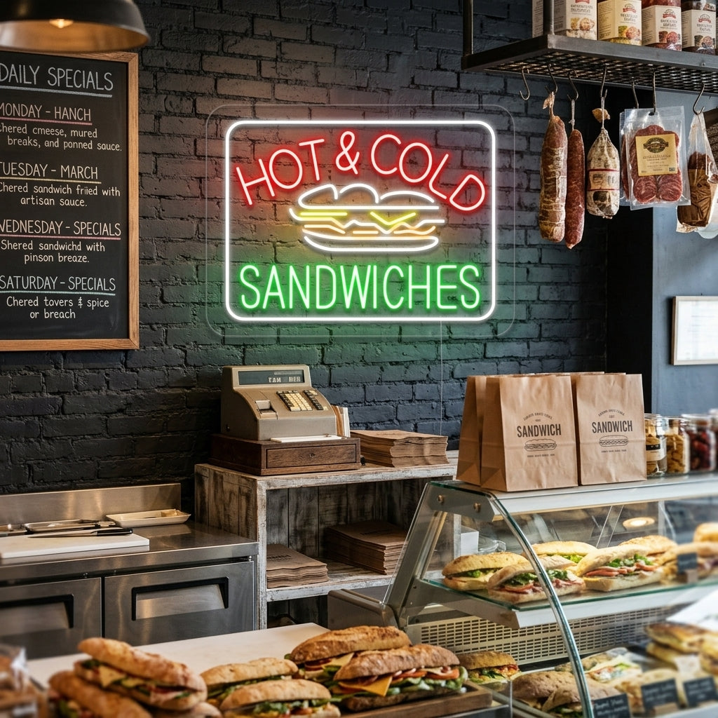 "Hot Cold Sandwiches" Neon Sign