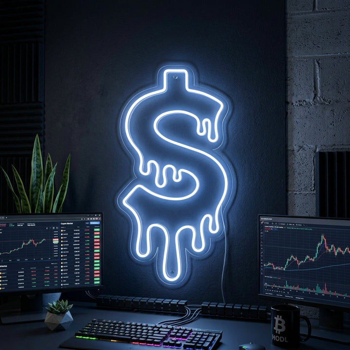 "Dripping Dollar" Neon Sign